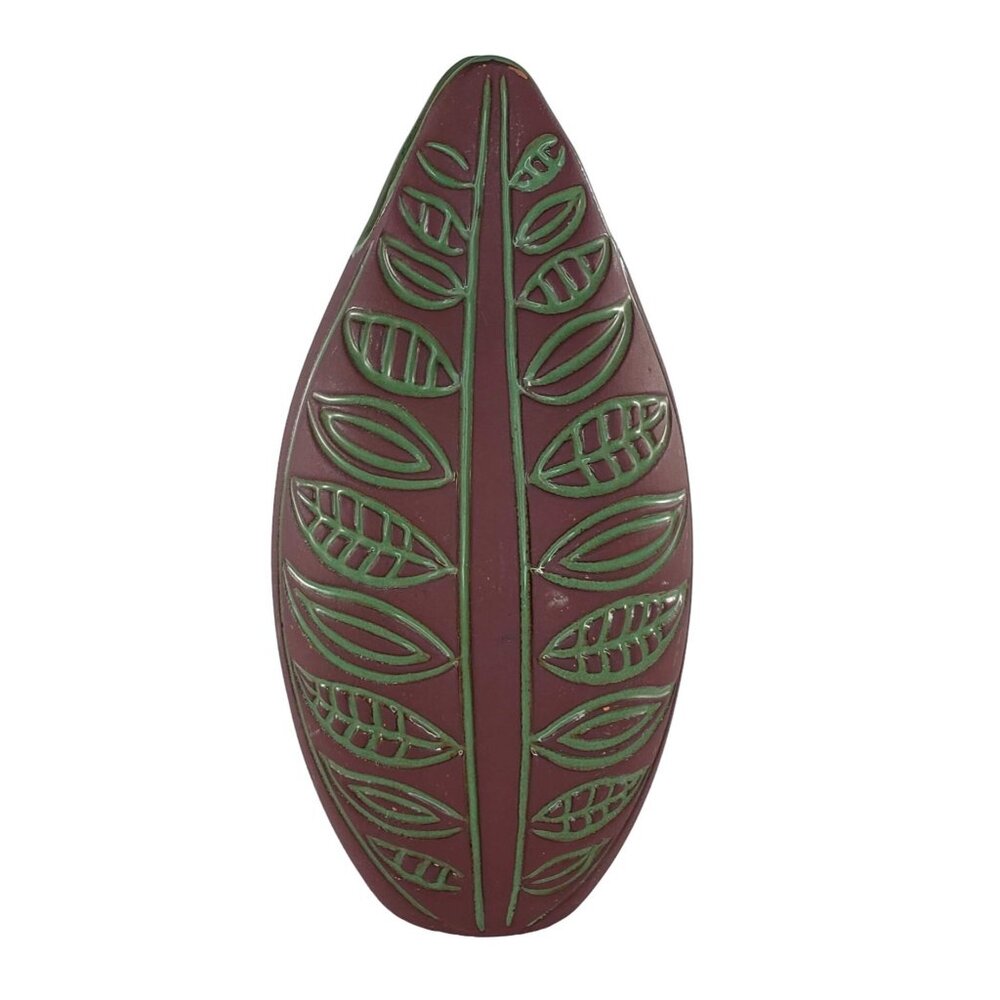 MCM Hjordis Oldfors LE Sweden Upsala Ekeby Vase 5795 Brown Green Leaf